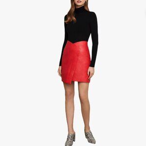 BCBG Leather Mini Pencil Skirt – Red